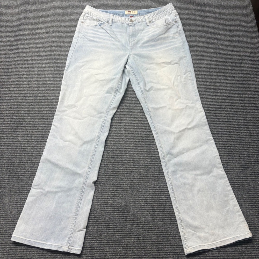 LEI Bridget Curvy Bootcut Jeans Light Wash Denim Embroidered Flap Pocket Size 15